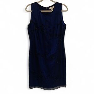 Y2K Amanda Smith Dark Blue Beaded Sleeveless Dress